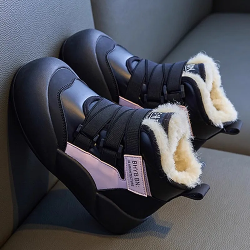 2026 Winter Thickened Plush Girls Snow Boots Waterproof Warm Fashion Girls Ankle Boots Non-slip Children cotton Casual Shoes - Image 3