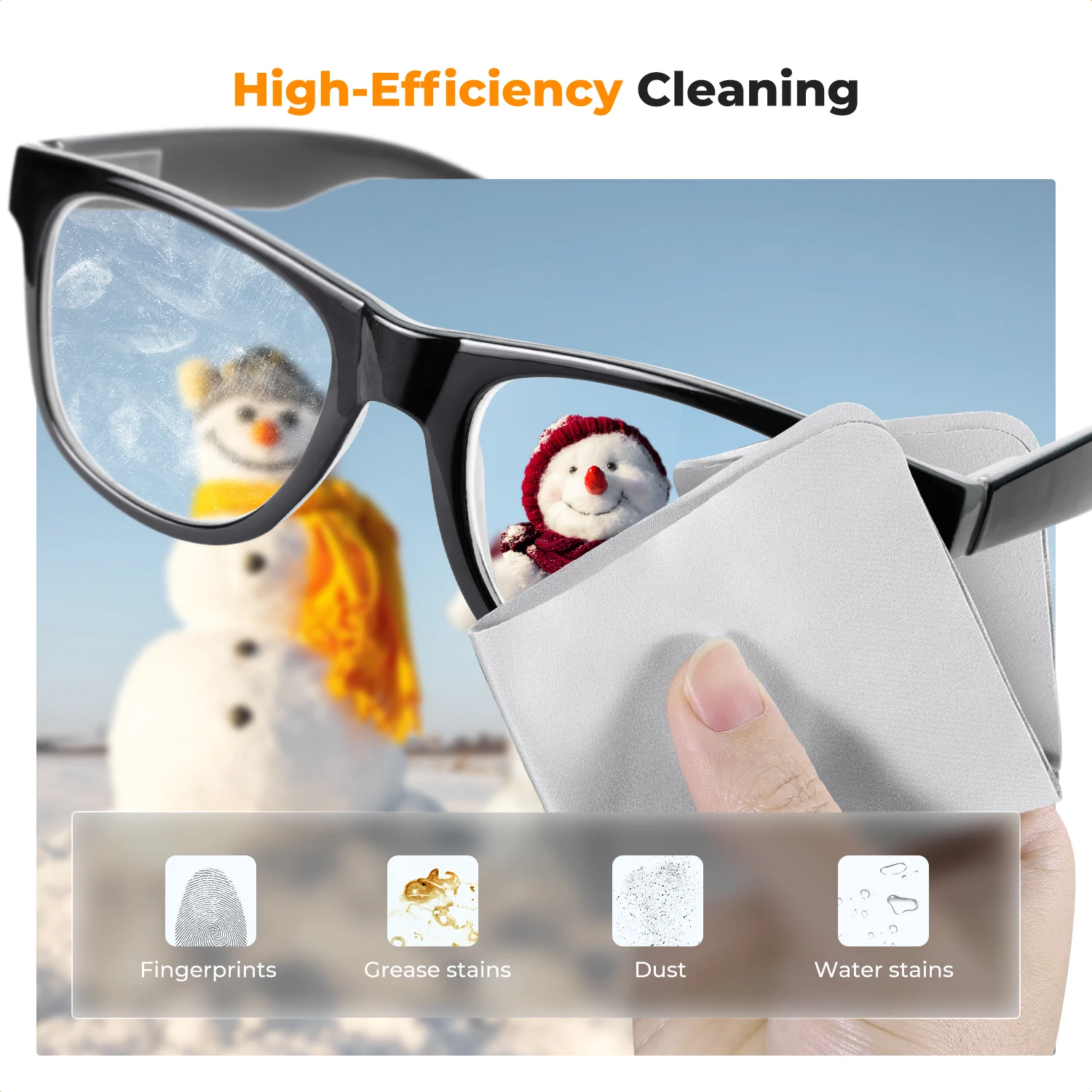 K&F CONCEPT 6x7inch 250g Premium Microfiber Cleaning Cloths+60ml Cleaner Spray for Camera Lens, Eyeglasses,Laptop Phone Screens - Image 3