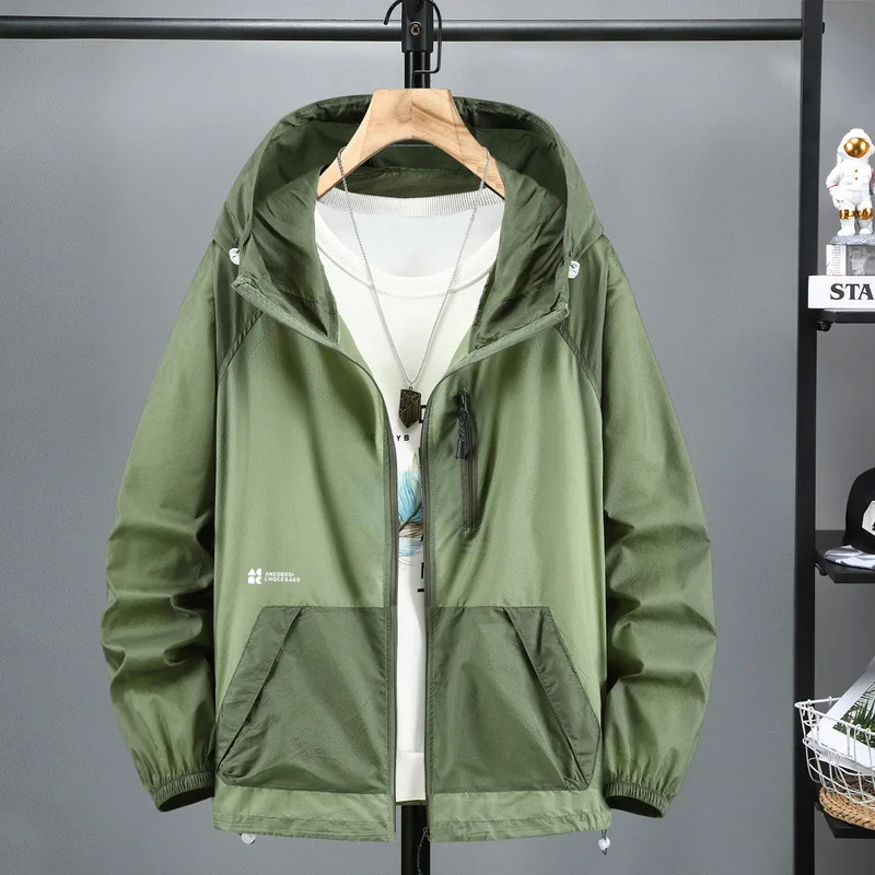 10XL 11XL Plus Size Men Summer Jackets Thin Ice Silk Sun Protection Ultra-Light Hooded Jacket Big Size 9XL Windbreaker Jacket