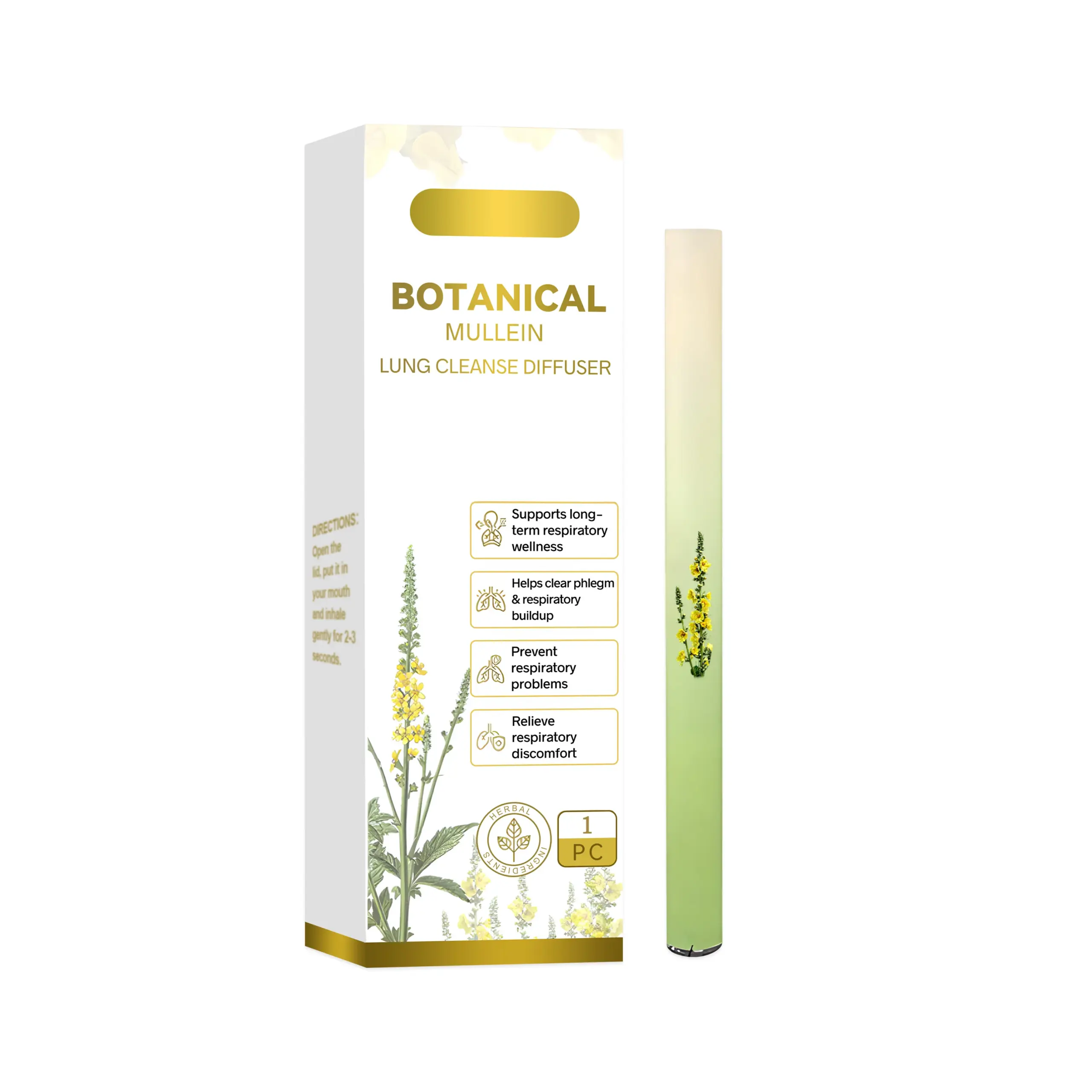 Herbal Lung Cleanse Inhaler Relief Fatigue Improving Sleep Melatonin Boost Energy Clear Breathing Air Freshening Herbal Diffuser - Image 2