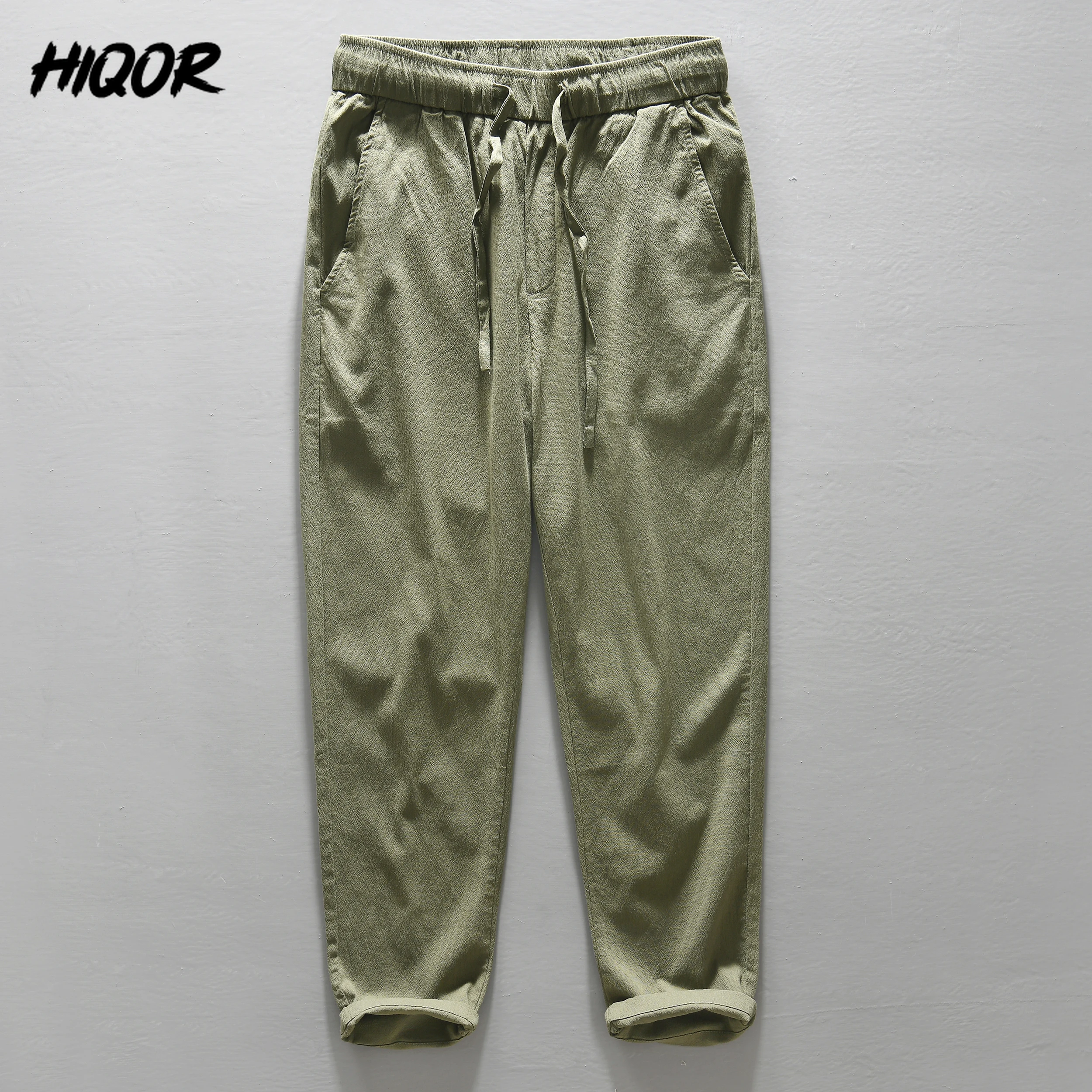 HIQOR Men's Clothing Casual Cotton Linen Chino Pants Men Thin Baggy Cotton Sweatpants Male Sport Jogger Straight Work Trousers - Image 4