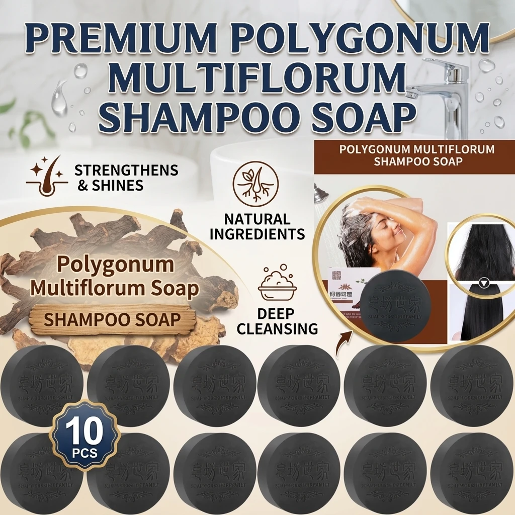 10PCS*100g Natural Polygonum Multiflorum Hair Soap Polygonum Multiflorum Shampoo And Conditioner Bar Nourishing Shampoo Soap Bar