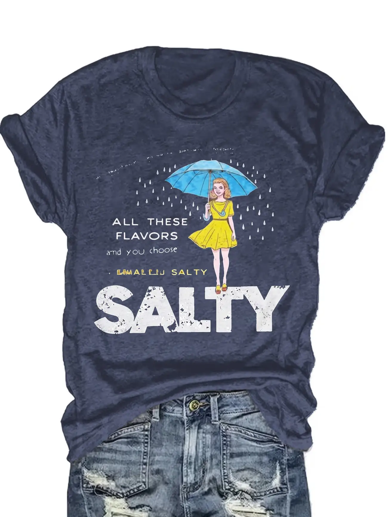Plus Size Women's Short Sleeve T-Shirt All These Flavors Salty Spring and Summer Essentials summer outfits women's clothing