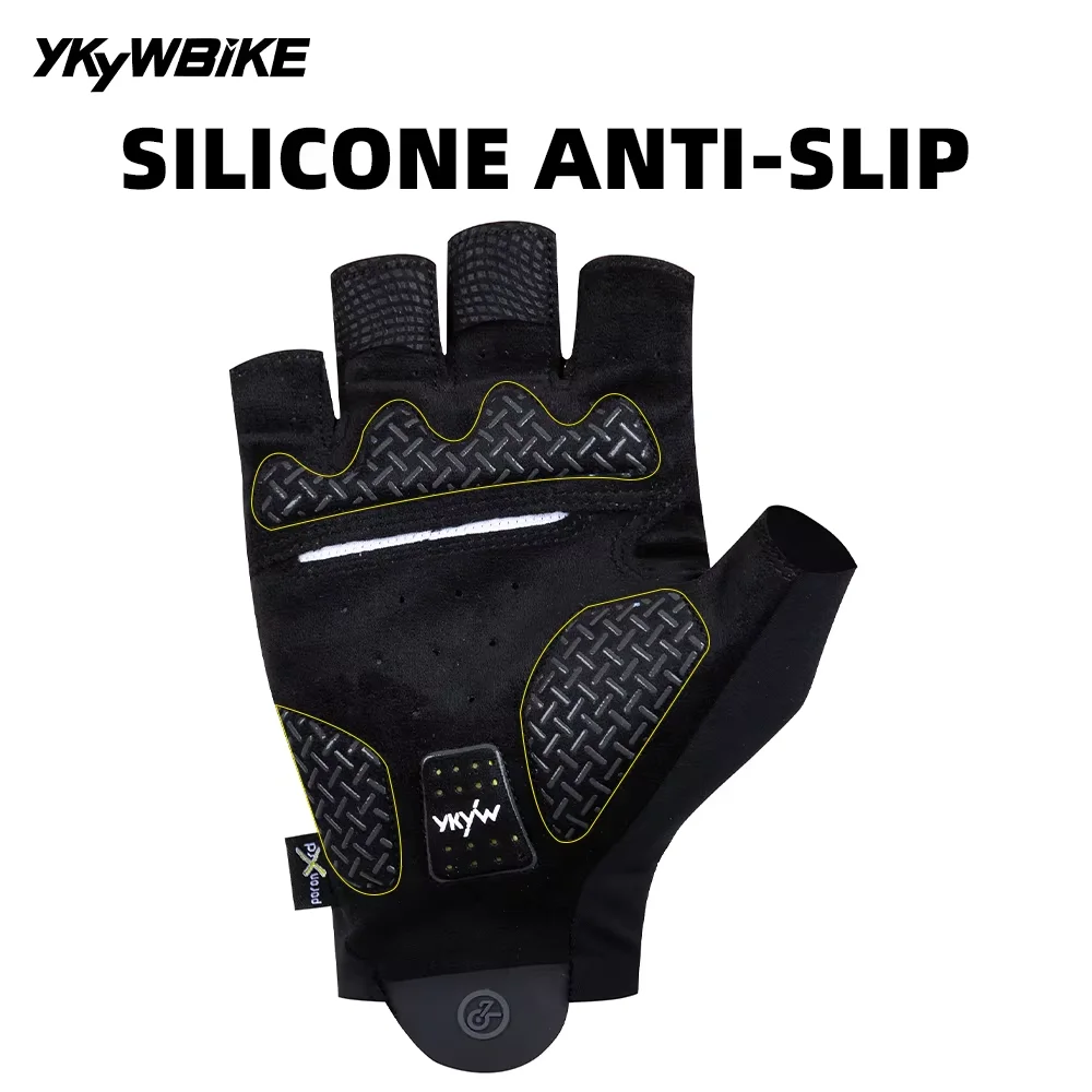 YKYWBIKE Unisex Half Finger Cycling Gloves PORON XRD Summer Breathable Shock Absorbing Road Bike Outdoors Bicycle Gloves - Image 4