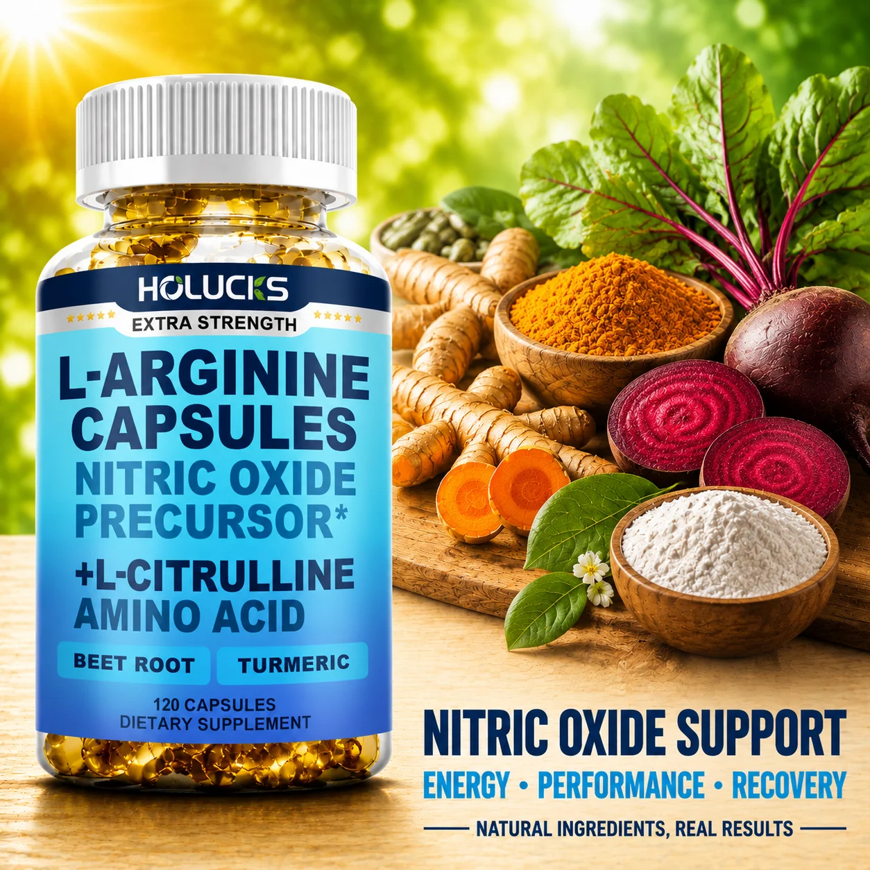 L-Arginine Supplement, with Beet Root & Turmeric, Supports Muscle Growth, Energy, Performance, Recovery & Vitality for Men