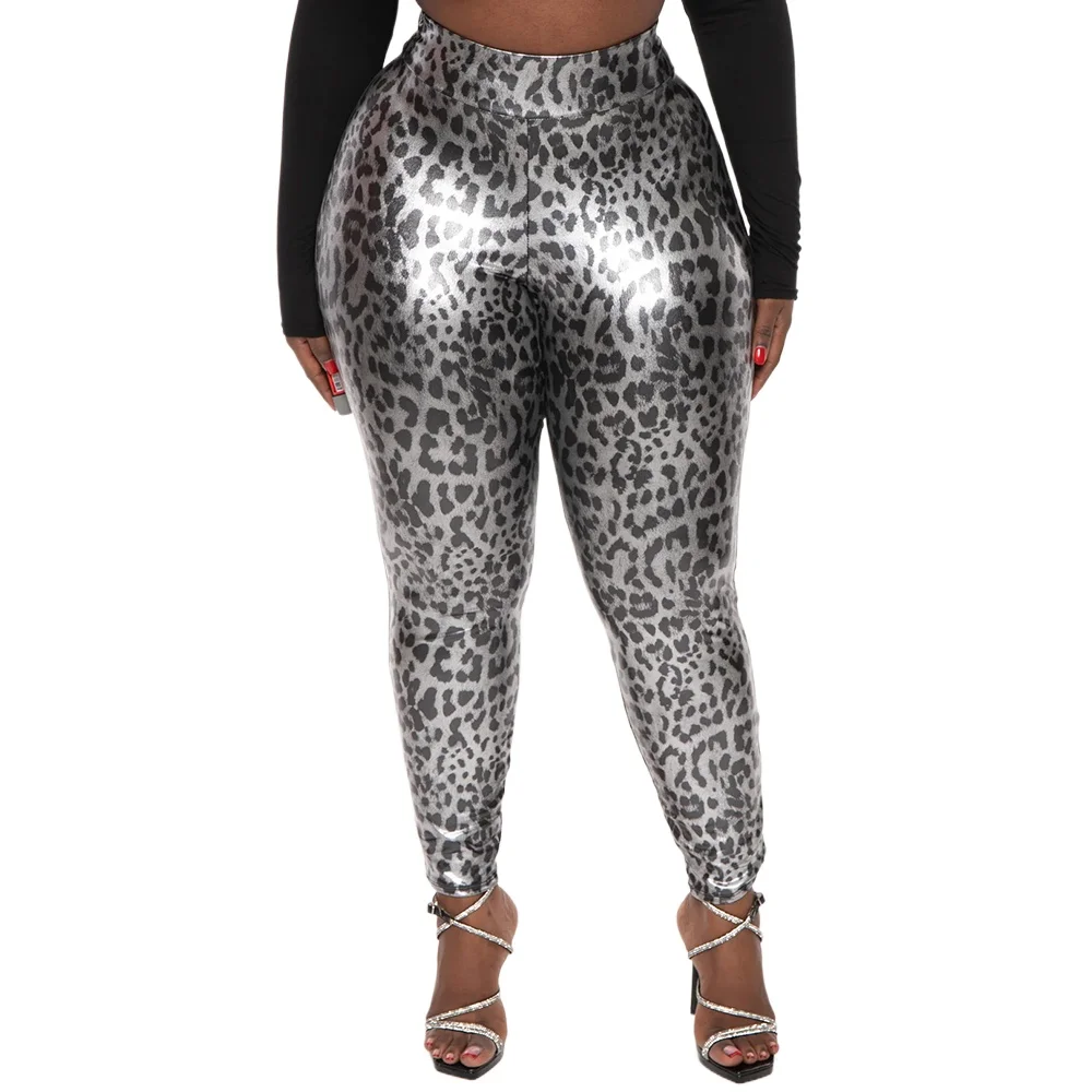 Plus Size Womens Leopard Print Leggings Sexy Stretch High Waist Fitness Trousers Punk Gothic Party Slim Pencil Pants Clubwear - Image 3