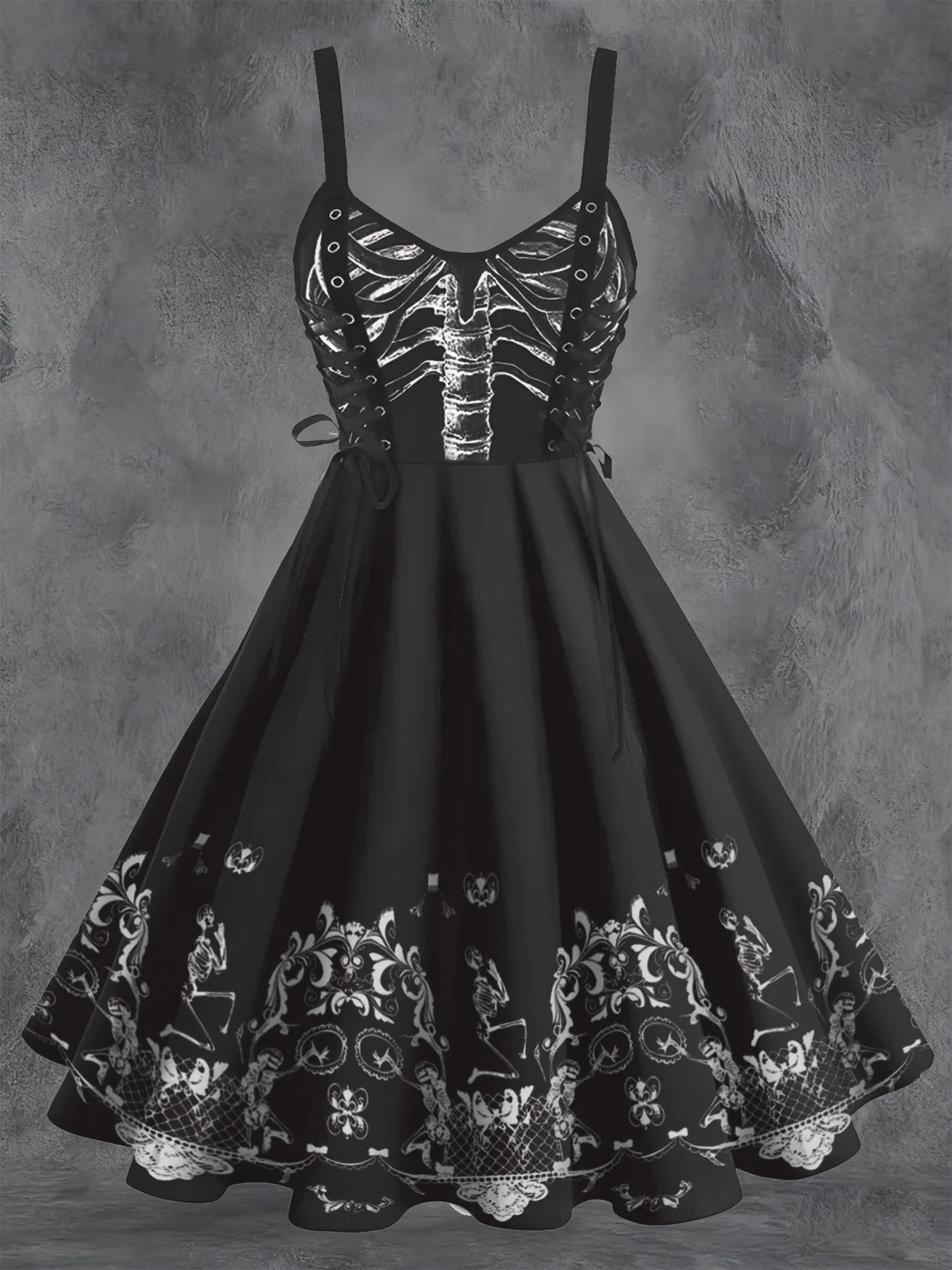 Plus Size Gothic Graphic Print Dress Women Soft Comfort Loose Casual Dark Punk Dress