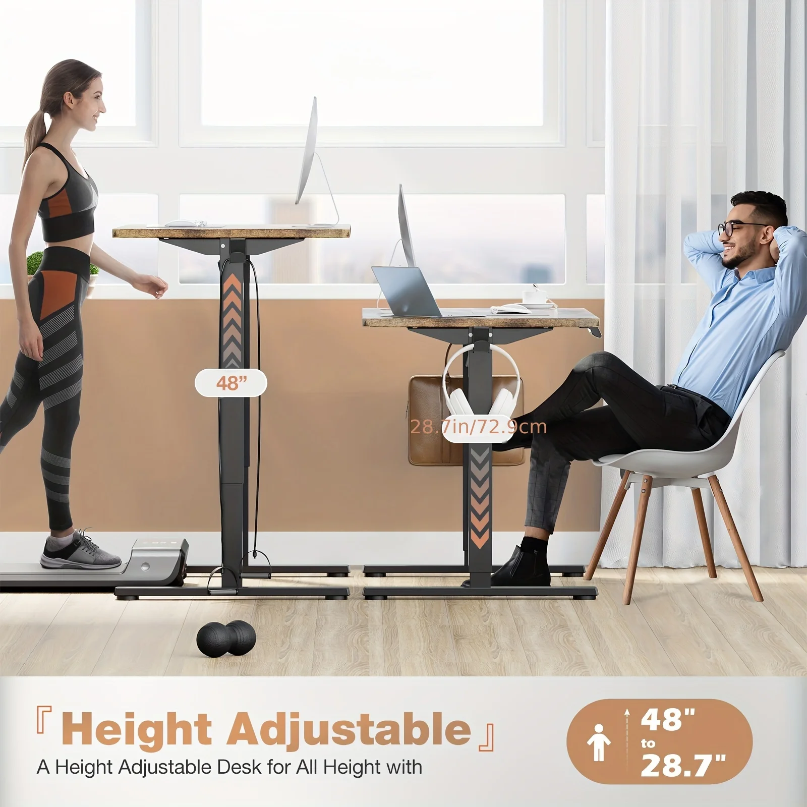 Standing Desk, Adjustable Height Electric Sit-Stand Computer Table, 40×24, 48×24, 55×24, 63×24 Inch Ergonomic Rising Desk - Image 4