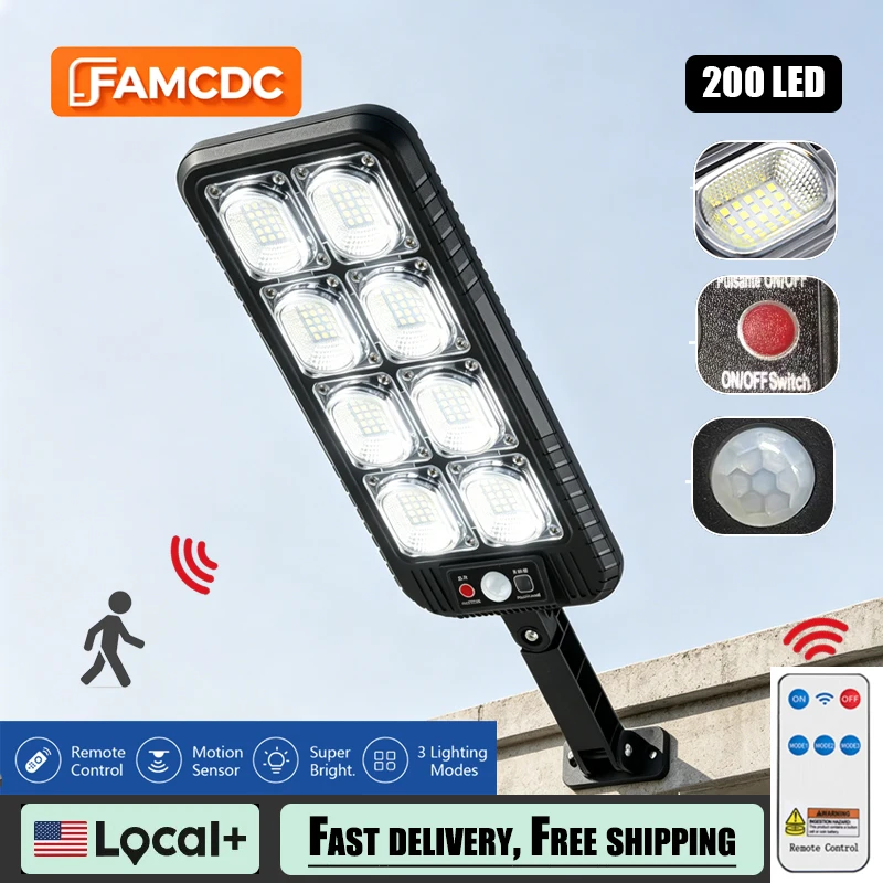 FAMCDC Solar Lights Wall Lamp With Motion Sensor Outdoor Waterproof Lamp for Garden Courtyard Backyard Pathway Street Light