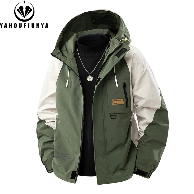 9XL New Men Spring Outdoor Leisure Windbreak Hooded Jacket Men Autumn Cargo Pocket Fashion Brand Loose Jacket Coat Male Clothing - Image 4