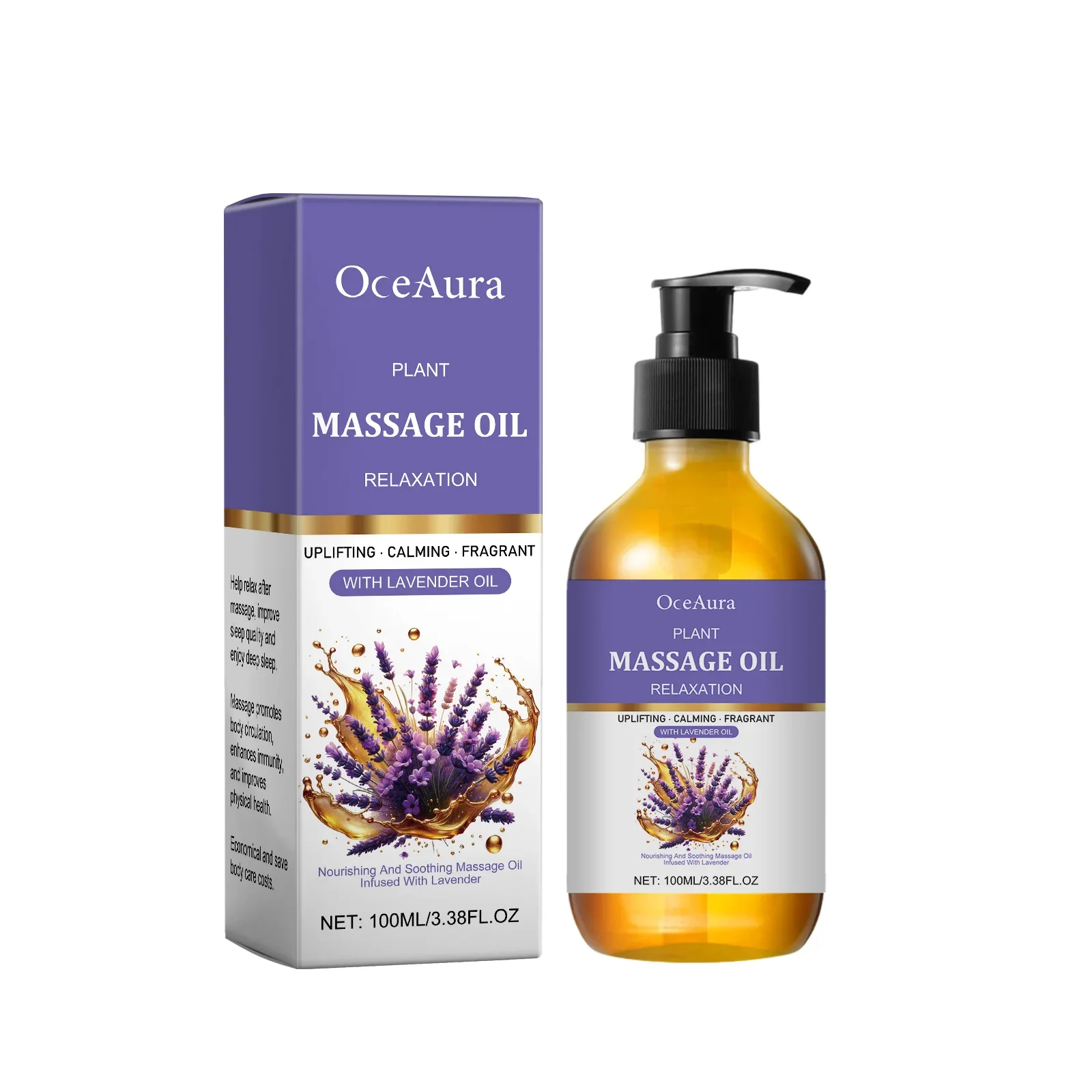 Lavender Essential Oil Relief Stress Improve Sleep Spa Moisturizing Comfortable Calming Nourishing Body Relaxing Massage Essence - Image 2