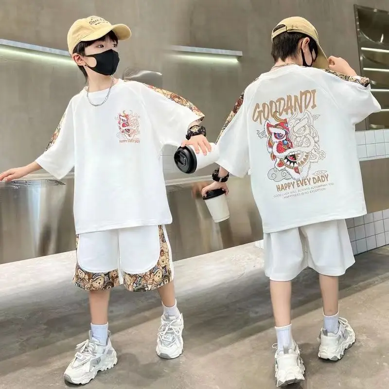 Plus Size Children's Clothing Boys From 4 T-shirts 7 12 Years Baby Summer Clothes Kids Boy Suit 2025 Top Outdoor Korean T-shirt - Image 2