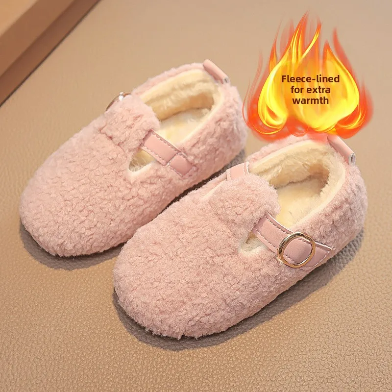 Winter Children's Shoes 2026 New Girls Fluffy Cotton Shoes Soft Bottom Non-slip Kids Fashion Simple Plush Shoes Trend Versatile - Image 4