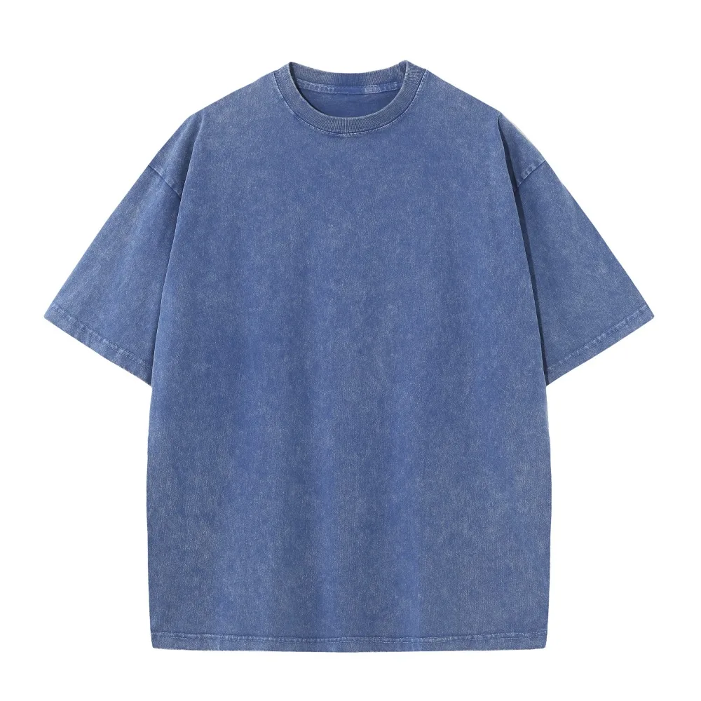 230G Cotton American Large Size T Shirts Men Summer Vintage Clothes Washed Tees Casual Short Sleeve Basic Male Tops - Image 2