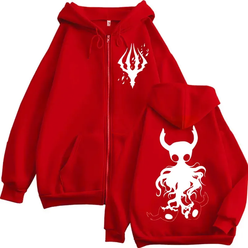 Limited Hollow Knight Game Graphic Zipper Hoodies Gothic Vintage Zip Up Hooded Sweatshirts Men Women Fashion Casual Pullovers - Image 4