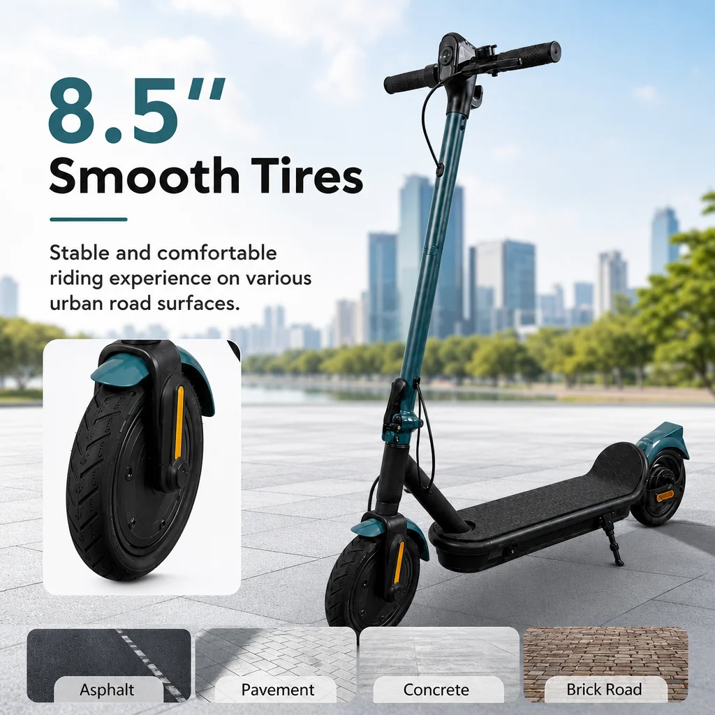 SOFLOW Adult Electric Scooter 350W Motor 25km/h Max Speed, 36V 5Ah Battery & 8.5" Tires. Quick-Fold Lightweight Commuter E-Scooter with LED Display, Anti-Slip Deck. Portable Urban Travel Scooter for Daily Short Trips - Image 3