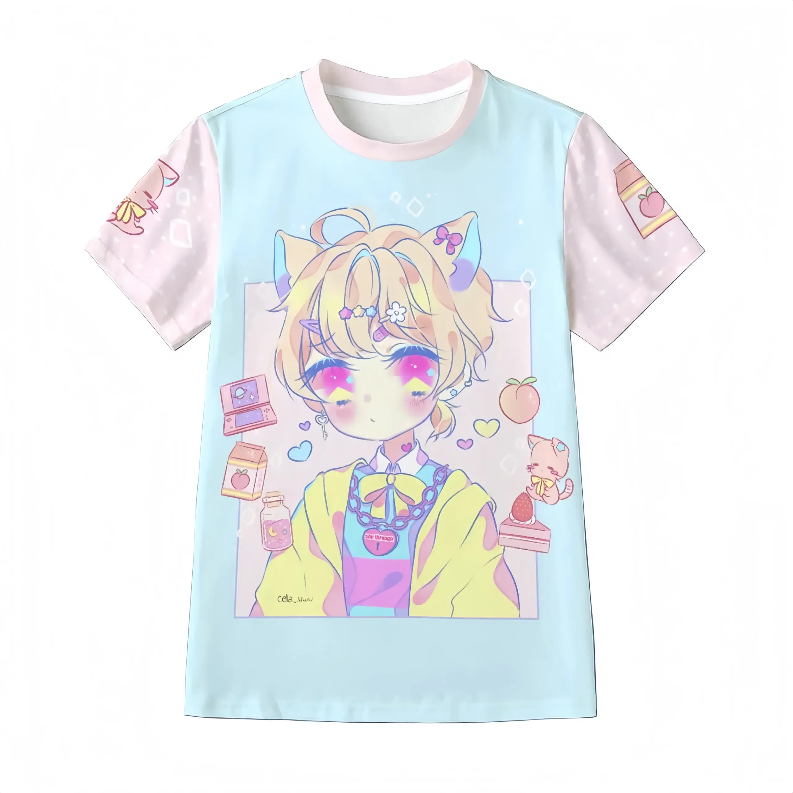 Summer New Sweet and Cute Girl Street Style T-shirt Y2K Harajuku Lively Adult/children Casual Sports Plus Loose Top - Image 3