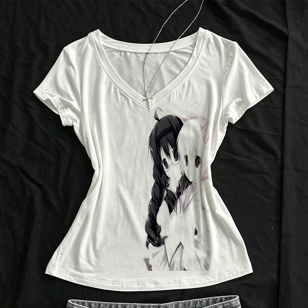 Classic Y2K Gothic T-shirt Printed T-shirt High Street T-shirt Gothic V-neck Top New Men's and Women's T-shirt