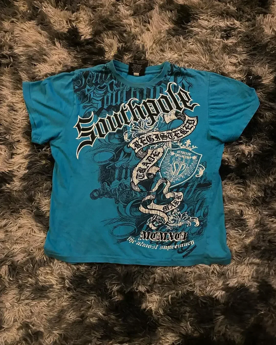 2000S Gothic Blue Retro Print Hip Hop Street Fashion Y2K Plus Size T Shirt Short Sleeve Female Couple Top