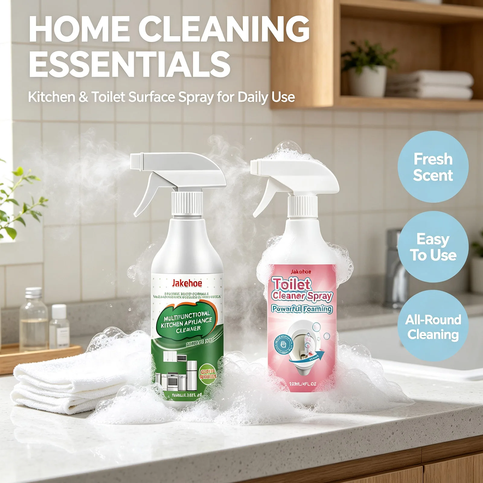 Daily Household Cleaner Set Gentle Stain Remover Spray Kitchen Appliance Bathroom Cleaner Multi Purpose Cleaning Kit Care