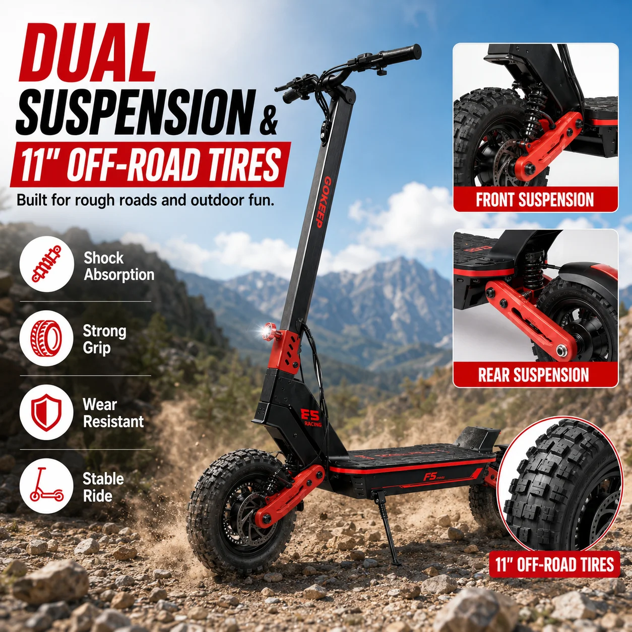 1000W off-road electric scooter, 52V brushless motor, NFC start, foldable, shipped from the United States, commuter vehicle - Image 3