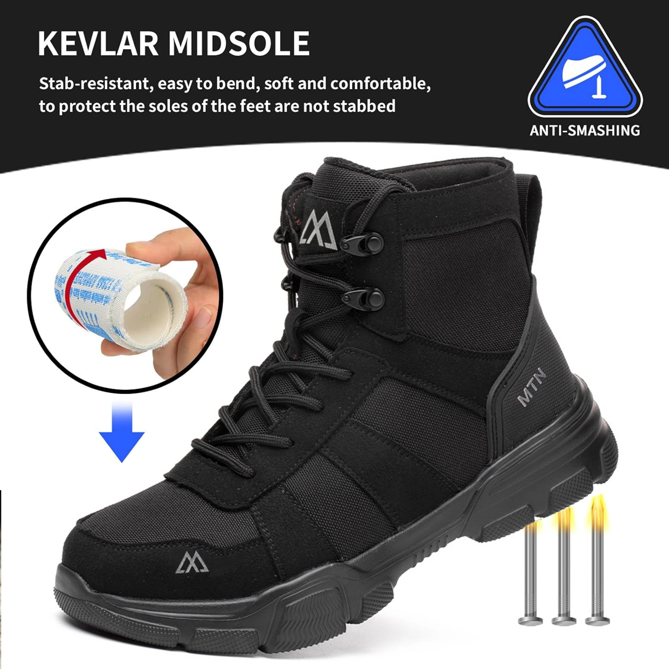 Lightweight Indestructible Steel Toe Safety Work Shoes Puncture Resistant Non Slip Tactical Work Sneakers for Men Women - Image 3