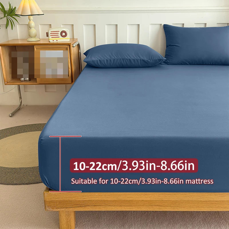 Summer Cooling Fitted Sheet Breathable Fabric With Elastic Band Solid Color Skin-friendly Fitted Sheet Cooling For Night Sleep - Image 2