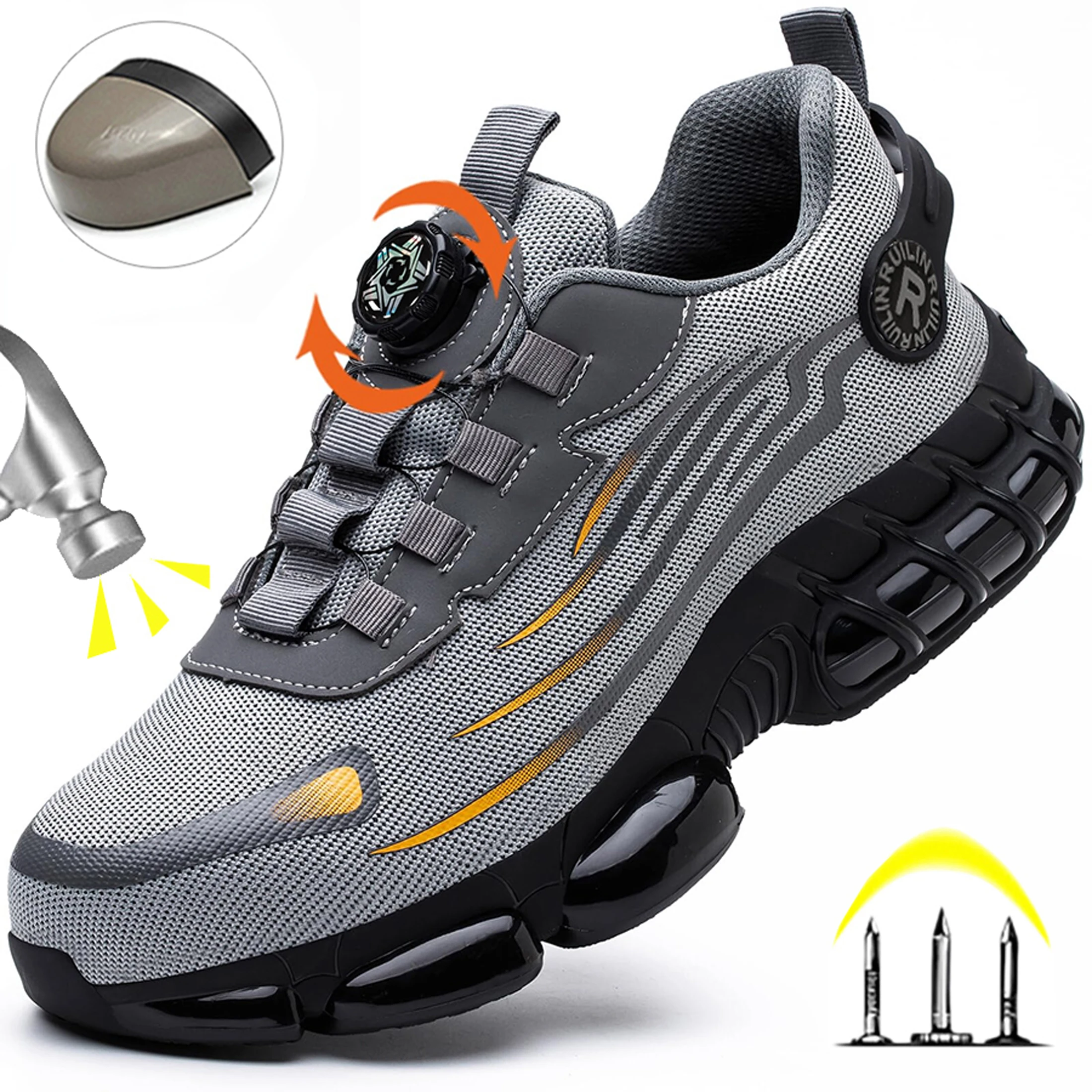 All Season Industrial Safety Shoes for Men Women Steel Toe Sneakers with Impact Resistant Steel Toe Cap Lightweight Comfortable Design for Construction Work Wear Resistant Durable for Daily Labor Full Sizes Perfect Labor Day Gift for Workers
