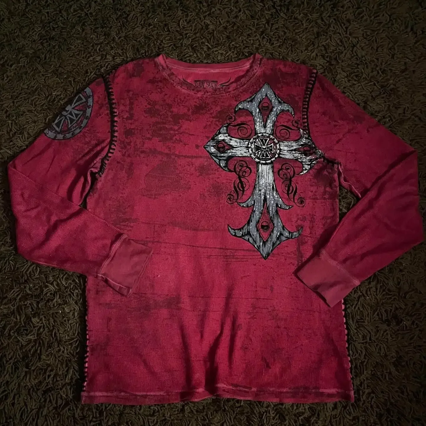 New Long sleeved Affliction T shirt Y2K Hip Hop Round Neck Oversized T shirt Mens Womens Casual Gothic Clothing Tops Streetwear - Image 3