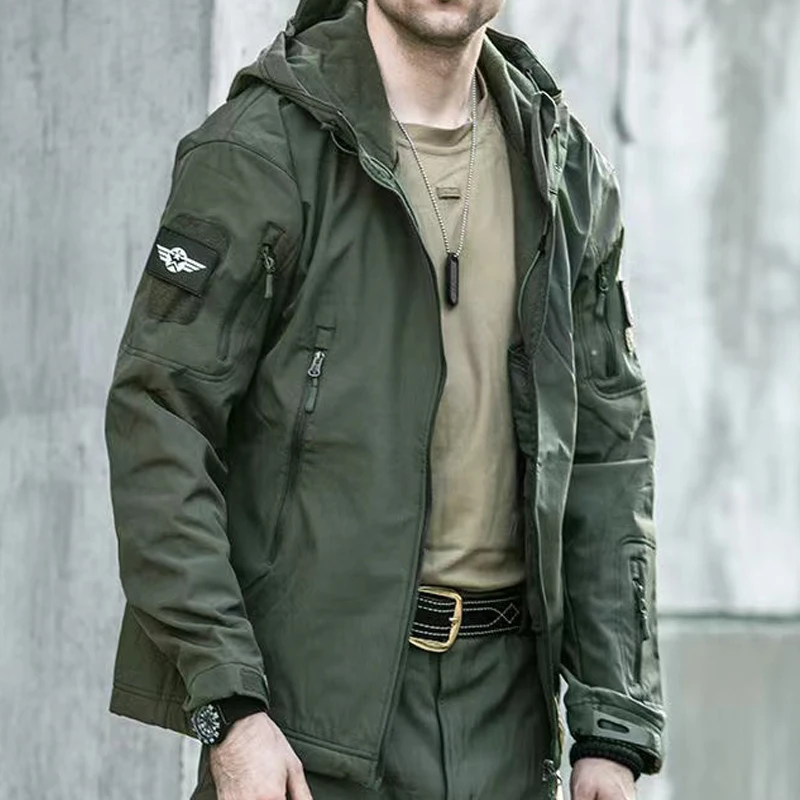 Men Cargo Autumn Winter Fleece Sharkskin Hiking Jackets Tactical Military Army Climbing Trekking Casual Trainning Camping Coat - Image 4