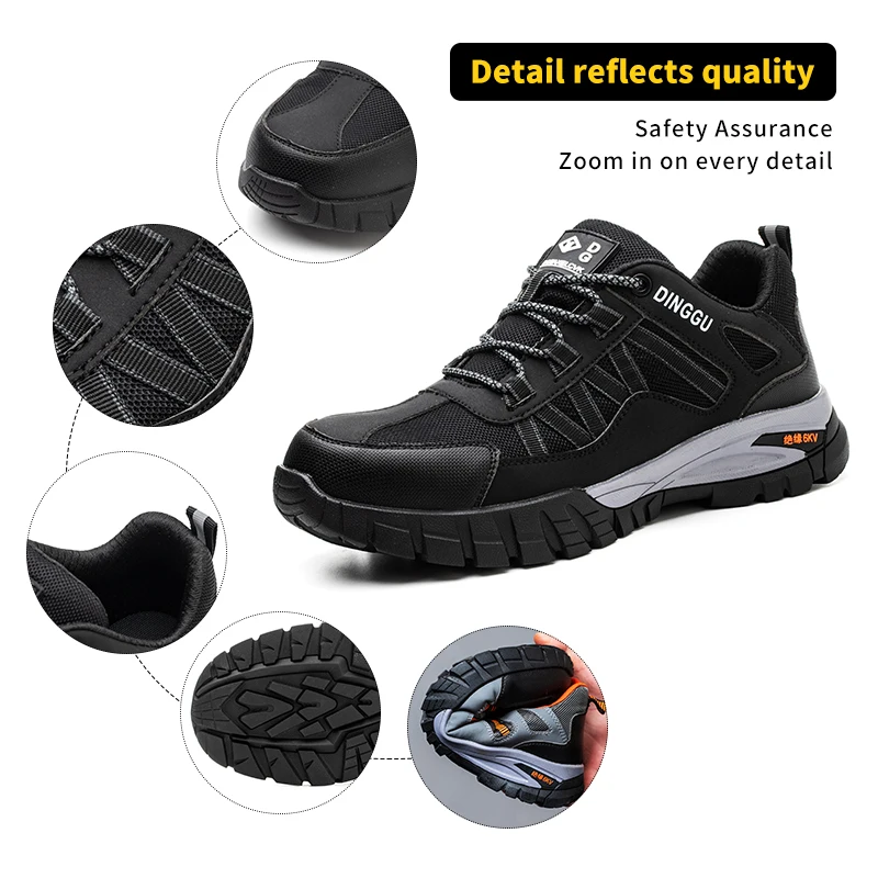 Safety Work Boots Steel Toe Anti-smash Anti-puncture Indestructible Work Shoes for Men Women, Lightweight Breathable Non-slip Wear Resistant Rubber Sole Industrial Construction Protective Footwear, Shock Absorbing Comfort Insole Waterproof Oil Resistant S - Image 6
