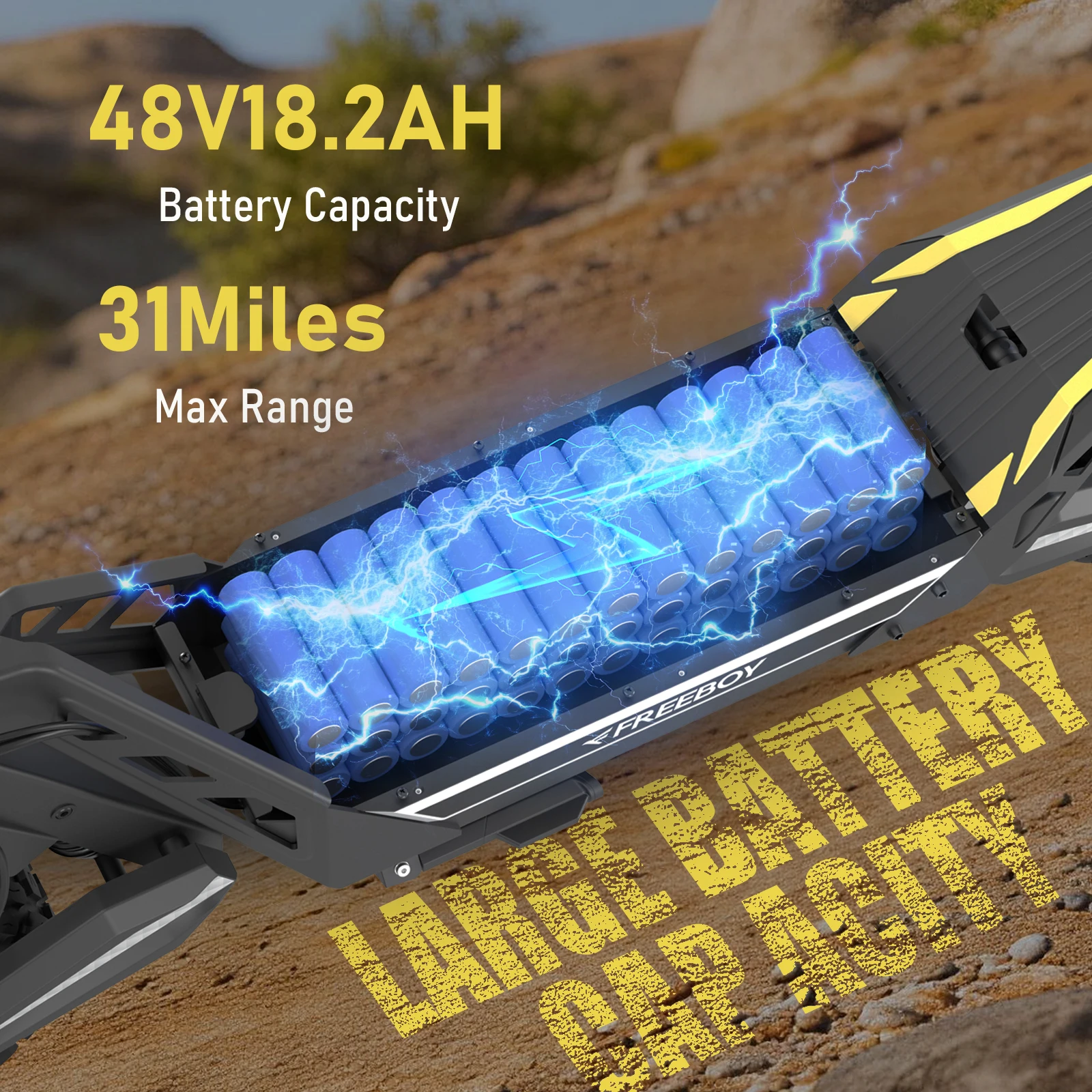 FREEBOY J2MAX 1200W Off Road Electric Scooter for Adults, 34mph Top Speed, 31miles Long Range, 11'' Pneumatic Tire, Dual Disc Brake - Image 3