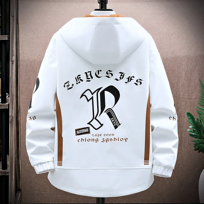 Men's Casual Hooded Jackets Autumn Patchwork Thin Coats Outwear Top Windbreaker Streetwear Clothing Plus Size - Image 4