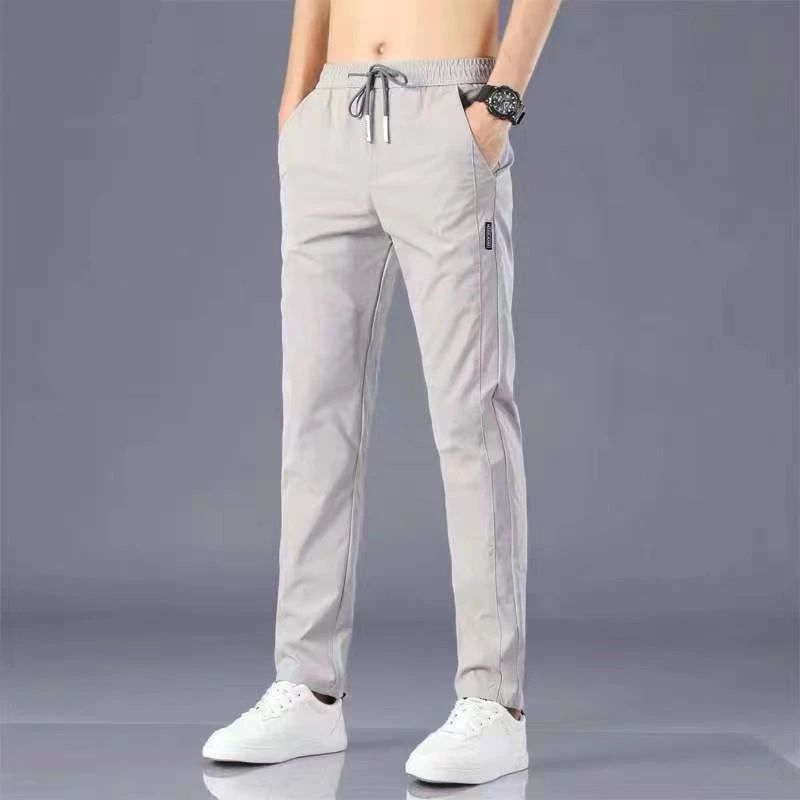 Hot Men's Casual Pants Chinos Elastic Cotton Seluar Long Trousers Khaki Black Pants for Men - Image 5