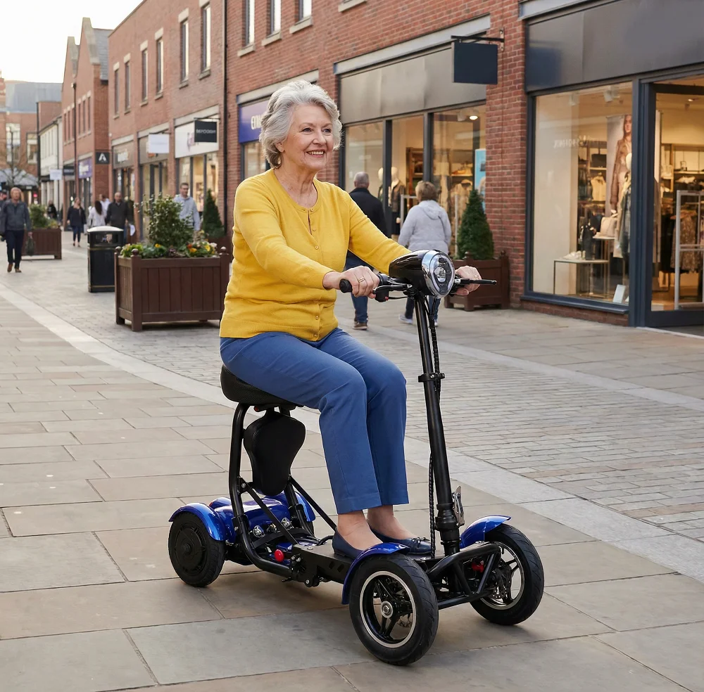 Foldable Long Range Handicap 4-Wheel Electric Bike Scooter for Adults with Seat - Mobility Scooter - Image 5