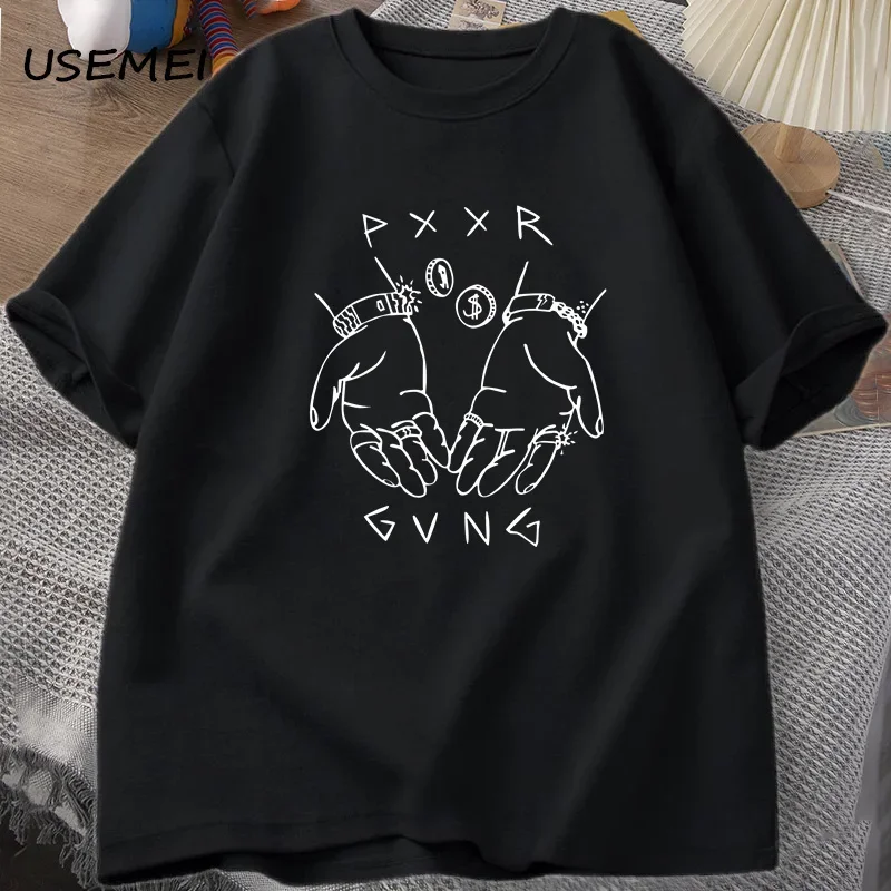 Pxxr Gvng The White Family T-shirts O Neck Oversized Tshirt Men Cotton Short Sleeve Tee Shirt Summer Graphic Tees Streetwear