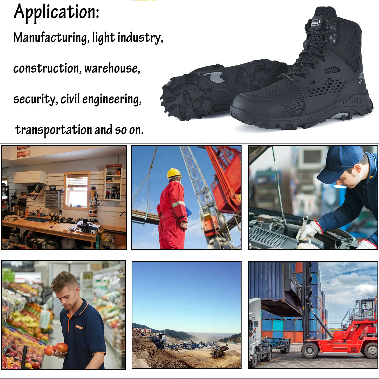 SUADEX S1 Safety Boots Men Work Shoes Anti-Smashing Steel Toe Work Safety Shoes Male Female Boots Anti-slippery EUR Size 37-48 - Image 6