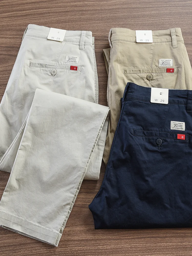 2024 Summer New American Retro Thin Micro Elasticity Casual Pants Men's Simple 97% Cotton Slim CHINO Business Straight Trousers - Image 6