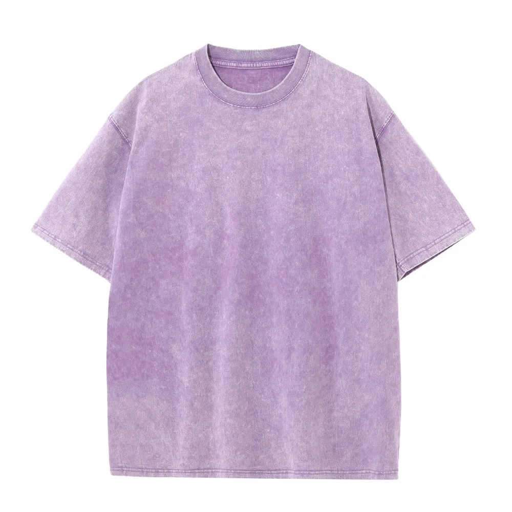 230G Cotton American Large Size T Shirts Men Summer Vintage Clothes Washed Tees Casual Short Sleeve Basic Male Tops - Image 3