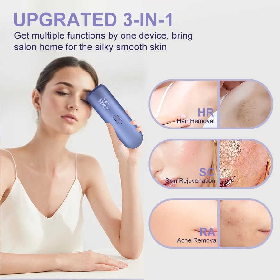 3in1 Portable IPL Hair Removal Device Cooling HR/RA/ SC Whole Body Treatment Dual Flash Modes for Women Men Permanent Bikini Trimmer Home Used Epilator - Image 2