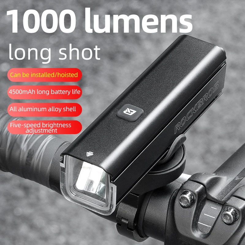 ROCKBROS Bicycle Light Ultralight 1000 Lumens Cycling Headlight Aluminum Alloy IPX6 Waterproof Front Flashlight Bike Accessories - Image 2