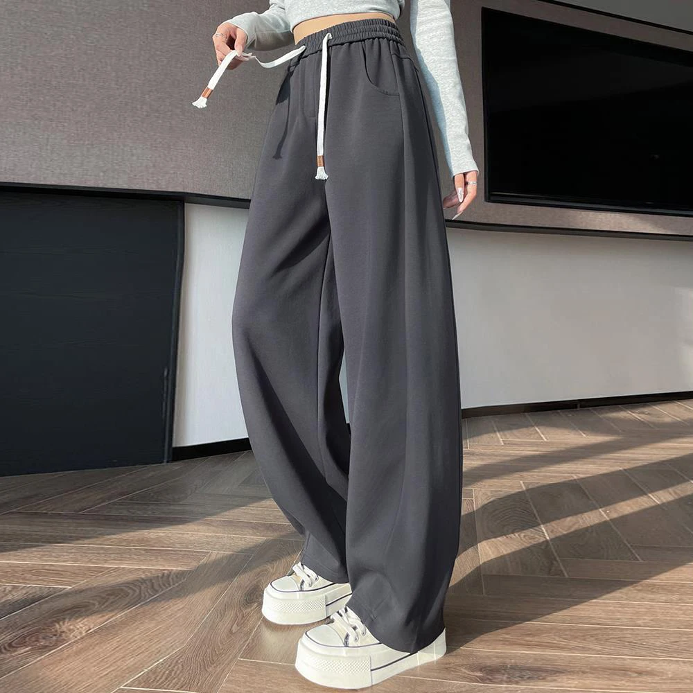 European style dark gray banana pants for women's autumn new high-end cotton fashion plus size loose casual sickle shaped pants - Image 3