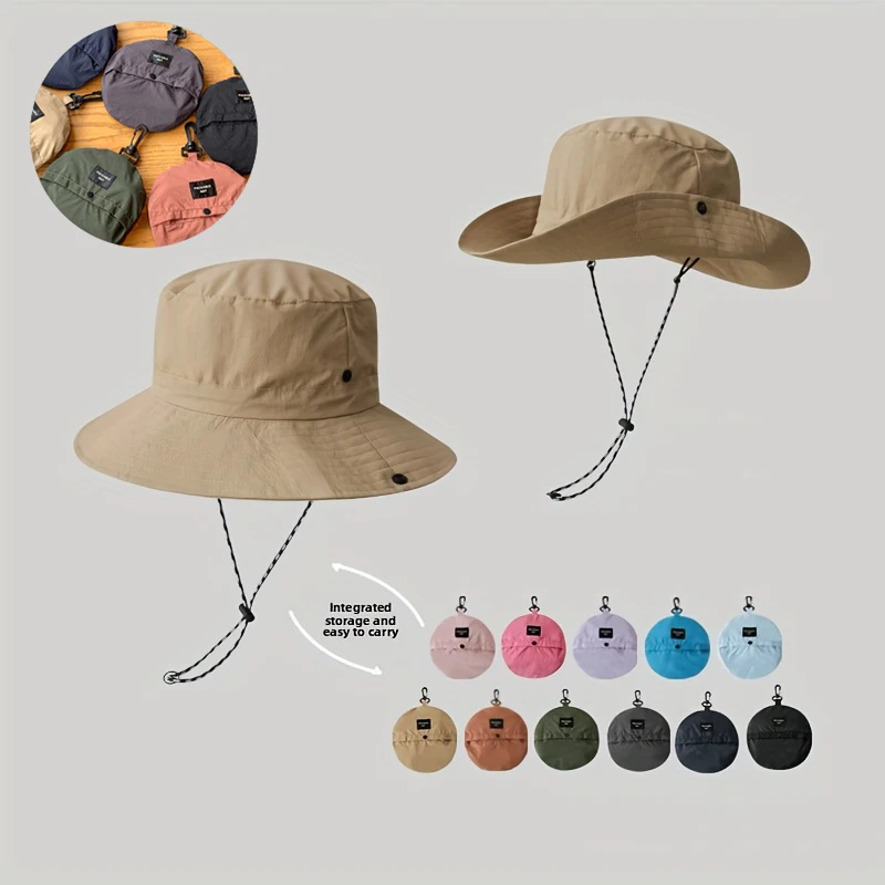 Unisex Foldable Wide Brim Bucket Hat Lightweight Breathable Adjustable Packable for Men Women Beach Hiking Travel Fishing