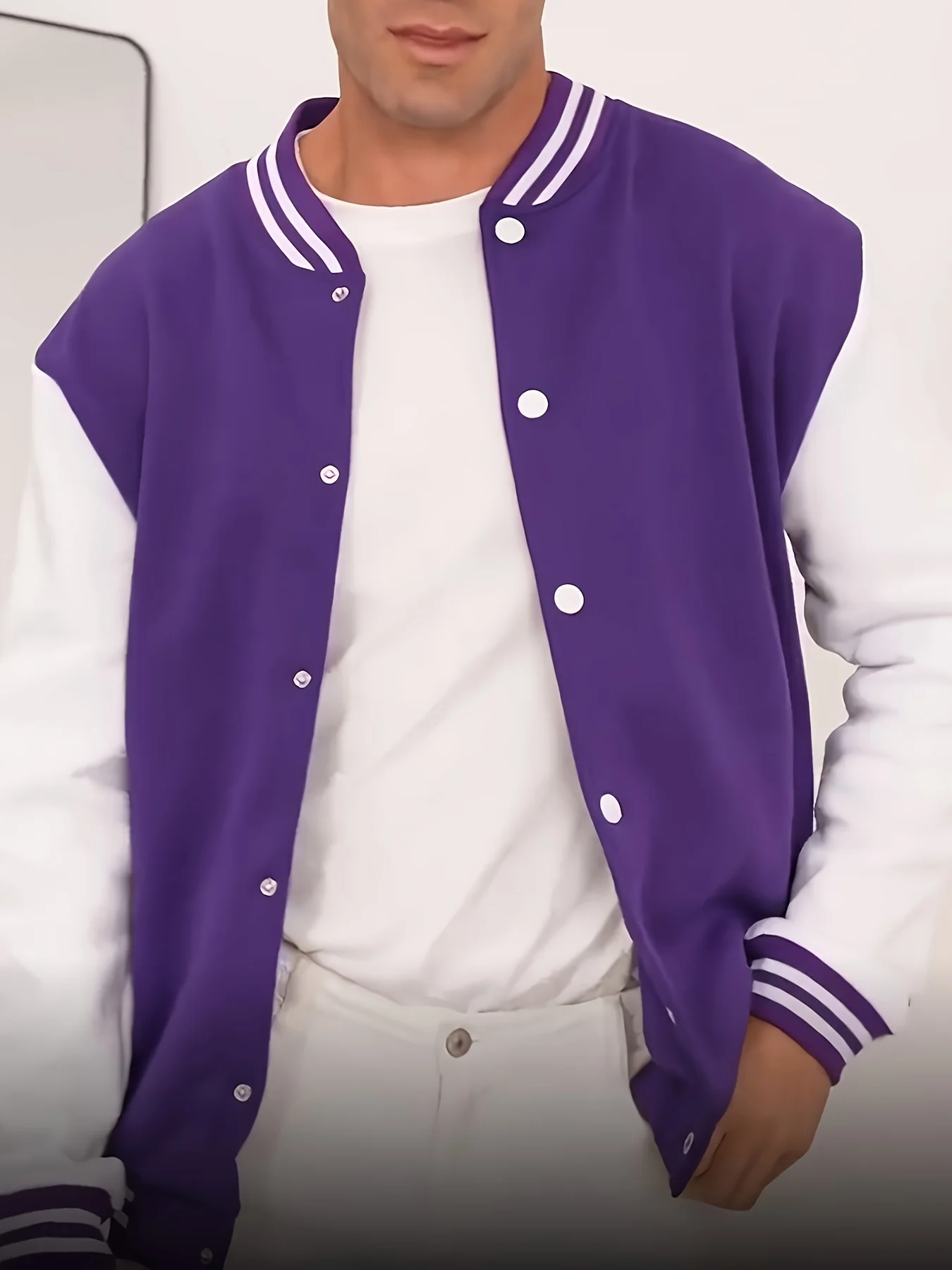 Men's college style jacket casual spring and autumn fashion button style baseball jacket versatile coat