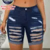 Denim Print Stretch Capri Leggings Women Breathable Outdoor Beach Vacation Shorts