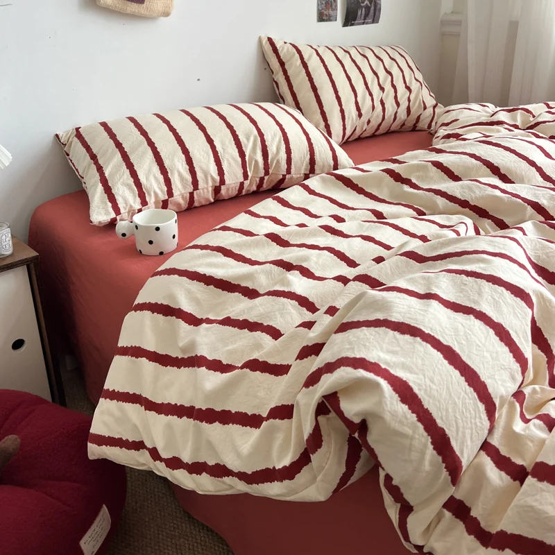 Striped Printed Microfiber Duvet Cover Set Bedding Set, Breathable Lightweight Soft, Fade-Resistant Hypoallergenic Washable - Image 3