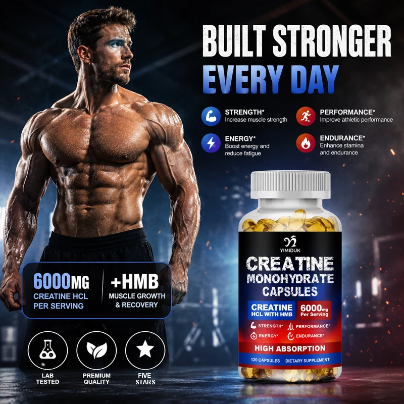 Dual Creatine Monohydrate Capsules, with HCL HMB, Support Muscle Mass, Exercise Endance, Stamina & Energy, Training Performance - Image 4