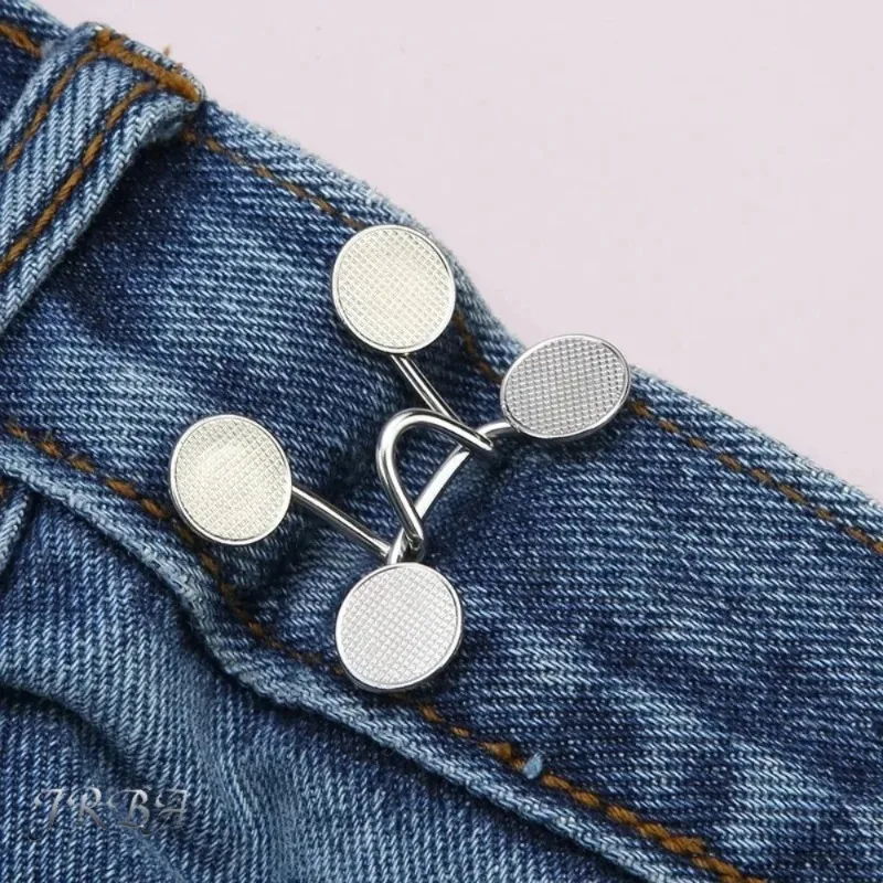 No-Sew Jean Waist Tightener, Adjustable Metal Pants Button for Loose Jeans