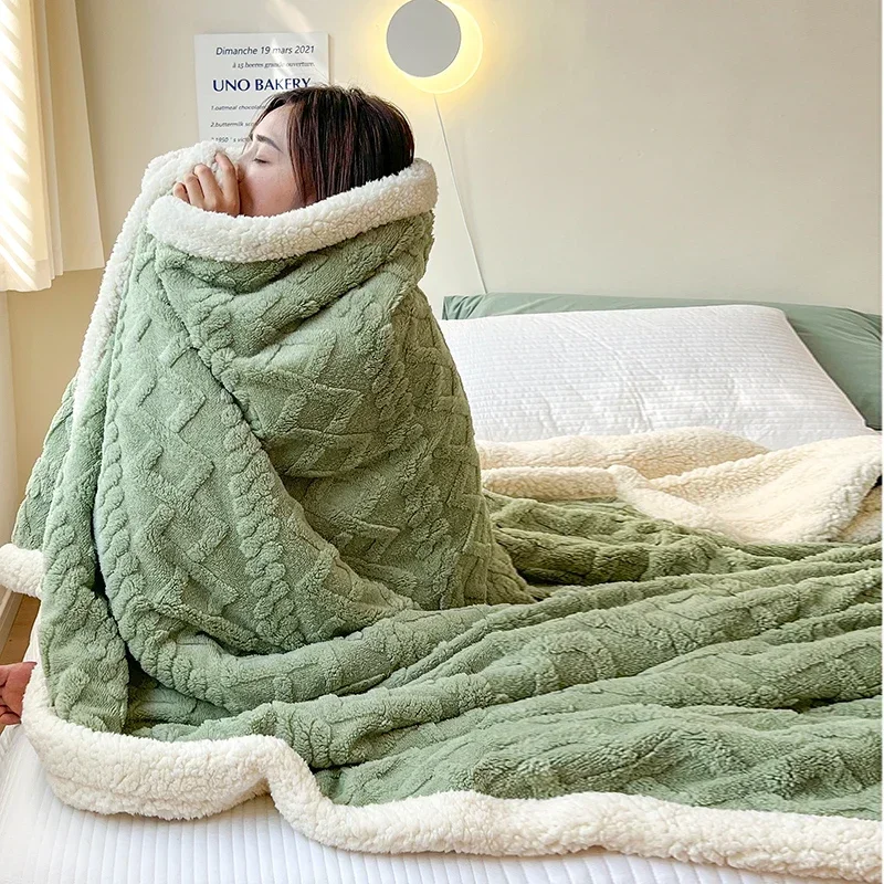 Soft Woolen Blanket for Bedding and Sofa, Warm Lamb Velvet Flannel Cover Blanket for Office, Air Conditioning and Nap - Image 2