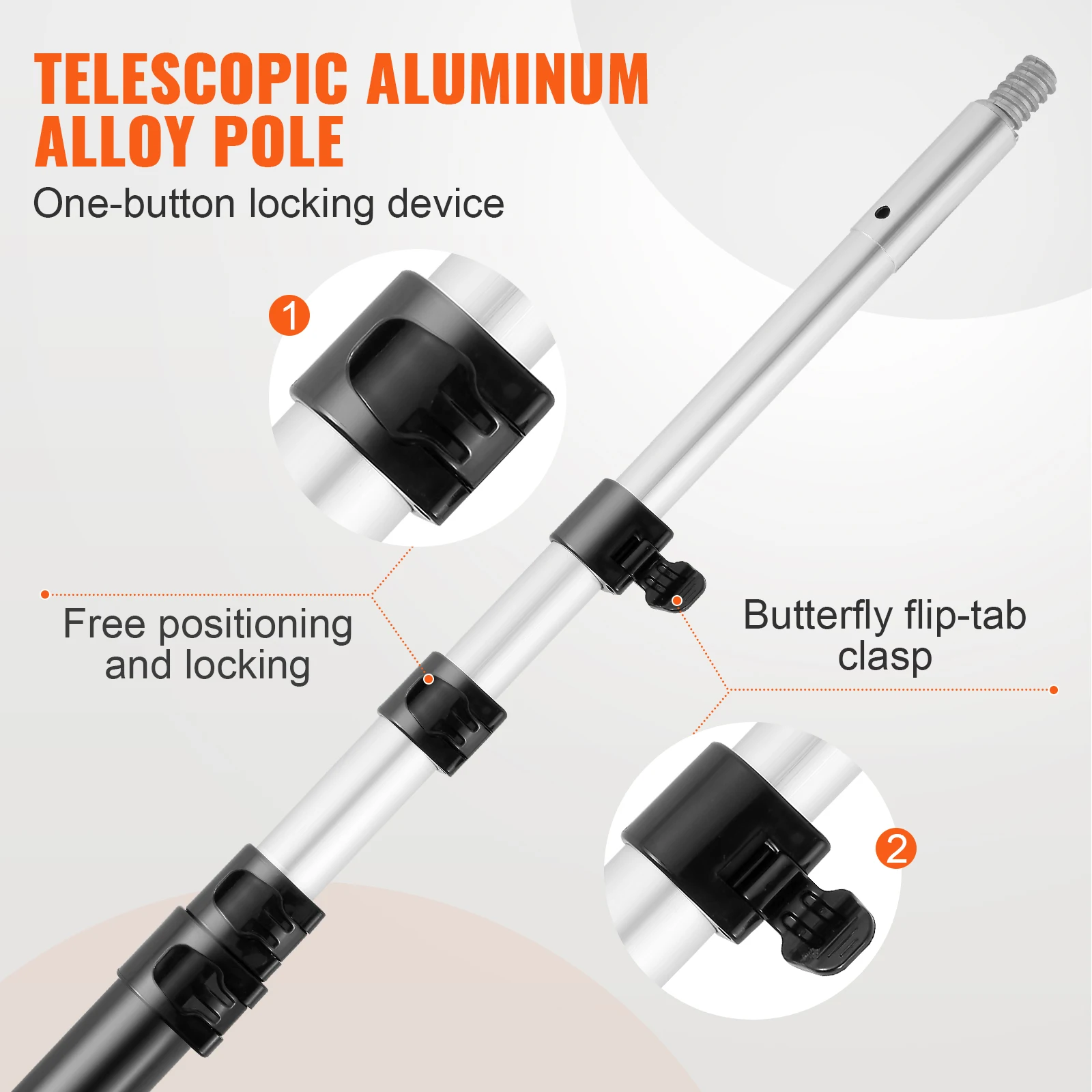SucceBuy Manual Pole Saw Extendable Tree Pruner Sharp Steel Blade for Branches Trimming with Lightweight Aluminum Alloy Handle - Image 3